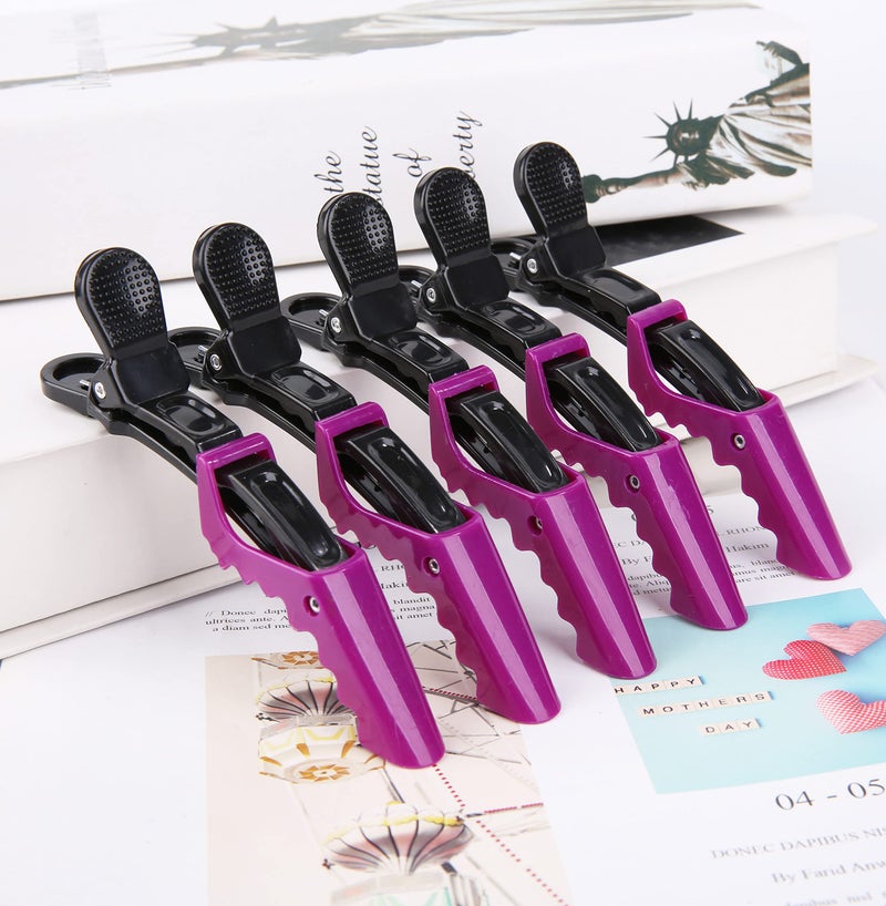 HH&LL Hair Clips for Women â€“ Wide Teeth & Double-Hinged Design â€“ Alligator Styling Sectioning Clips of Professional Hair Salon Quality - 10Pack (Purple) - Image 4